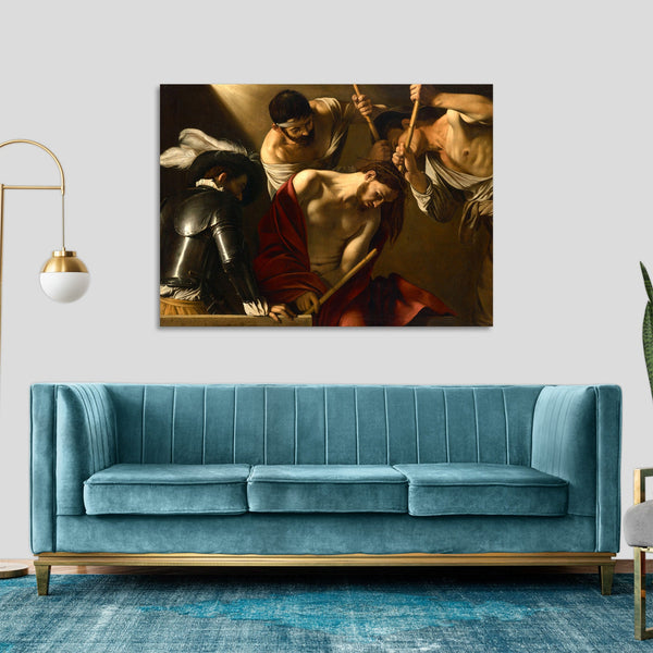 Quadro Stampa su Tela con Telaio in Legno Caravaggio - The Crowning with Thorns