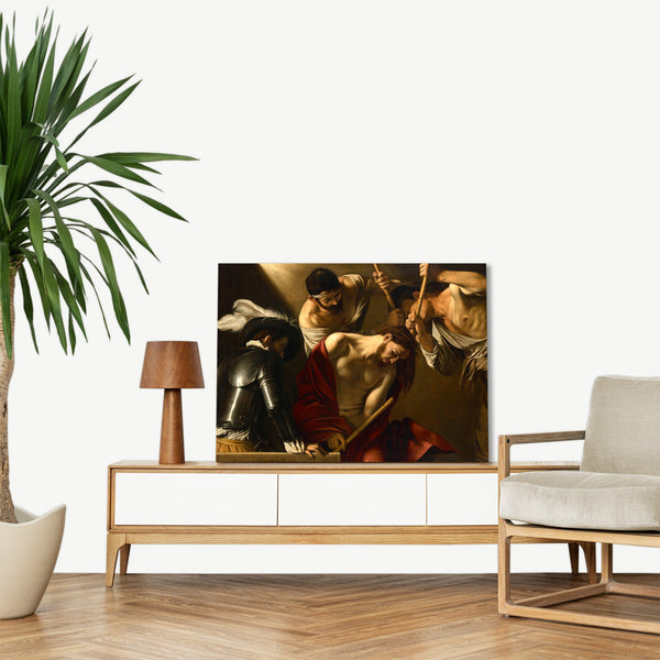 Quadro Stampa su Tela con Telaio in Legno Caravaggio - The Crowning with Thorns