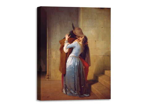 Quadro Stampa su Tela con Telaio in Legno Francesco Hayez - The Kiss