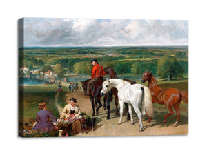 Quadro Stampa su Tela con Telaio in Legno John Frederick Herring - Exercising the Royal Horses