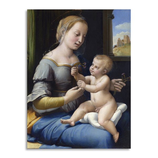 Quadro Stampa su Tela con Telaio in Legno Raffaello Sanzio - The Madonna of the Pinks