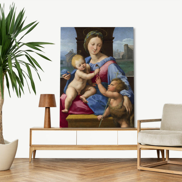 Quadro Stampa su Tela con Telaio in Legno Raffaello Sanzio - The Garvagh Madonna