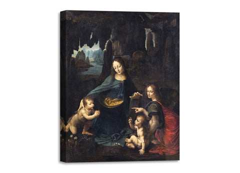 Quadro Stampa su Tela con Telaio in Legno Leonardo da Vinci - The Virgin of the Rocks