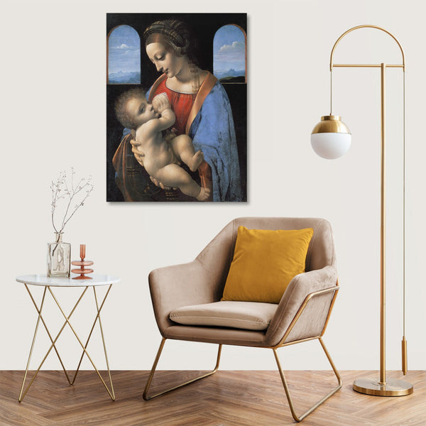 Quadro Stampa su Tela con Telaio in Legno Leonardo da Vinci - Madonna Litta