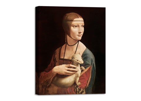 Quadro Stampa su Tela con Telaio in Legno Leonardo da Vinci - Lady with an Ermine