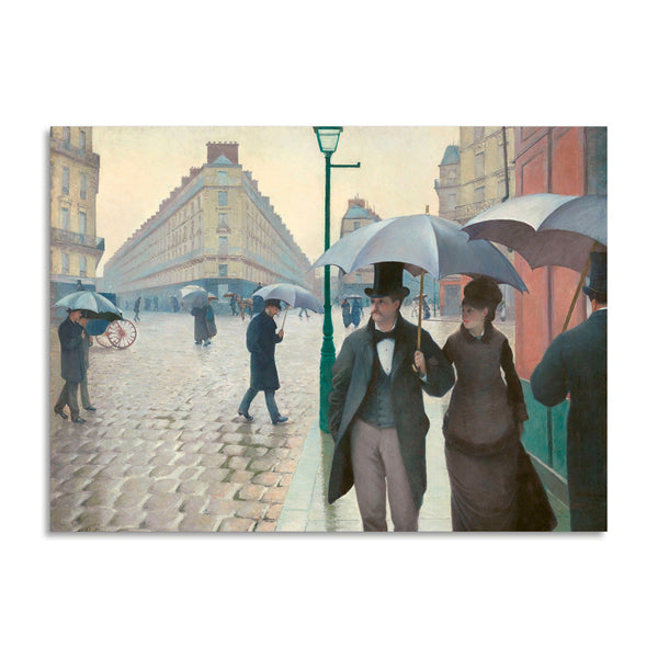 Quadro Stampa su Tela con Telaio in Legno Gustave Caillebotte - Paris Street, rainy day