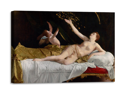 Quadro Stampa su Tela con Telaio in Legno Orazio Gentileschi - Danaë and the Shower of Gold