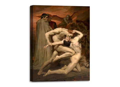 Quadro Stampa su Tela con Telaio in Legno William-Adolphe Bouguereau - Dante and Virgile