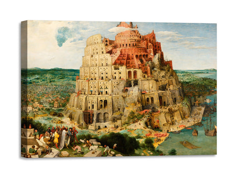 Quadro Stampa su Tela con Telaio in Legno Pieter Bruegel the Elder - The Tower of Babel
