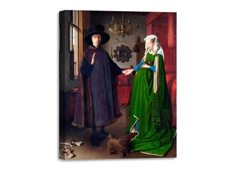 Quadro Stampa su Tela con Telaio in Legno Jan Van Eyck - I coniugi Arnolfini