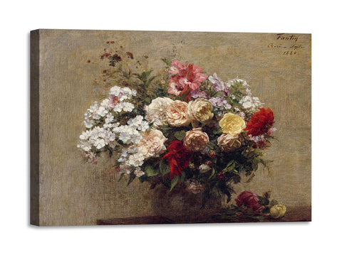Quadro Stampa su Tela con Telaio in Legno Henri Fantin–Latour - Summer Flowers