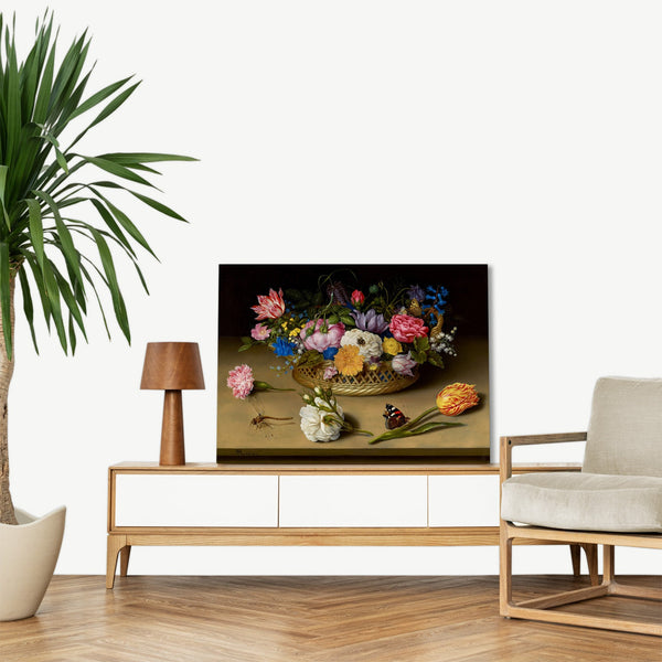 Quadro Stampa su Tela con Telaio in Legno Ambrosius Bosschaert the Elder - Flower Still Life