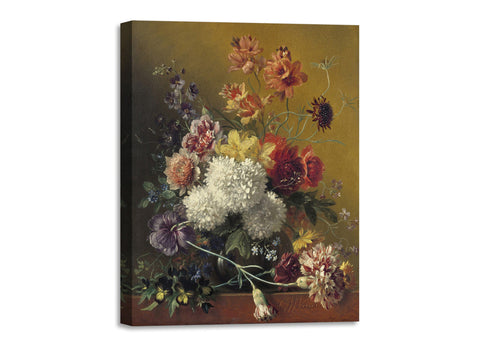 Quadro Stampa su Tela con Telaio in Legno Johannes van Os - Still Life with Flowers