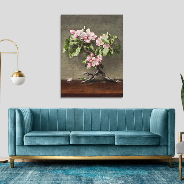 Quadro Stampa su Tela con Telaio in Legno Martin Johnson Heade - Apple Blossoms