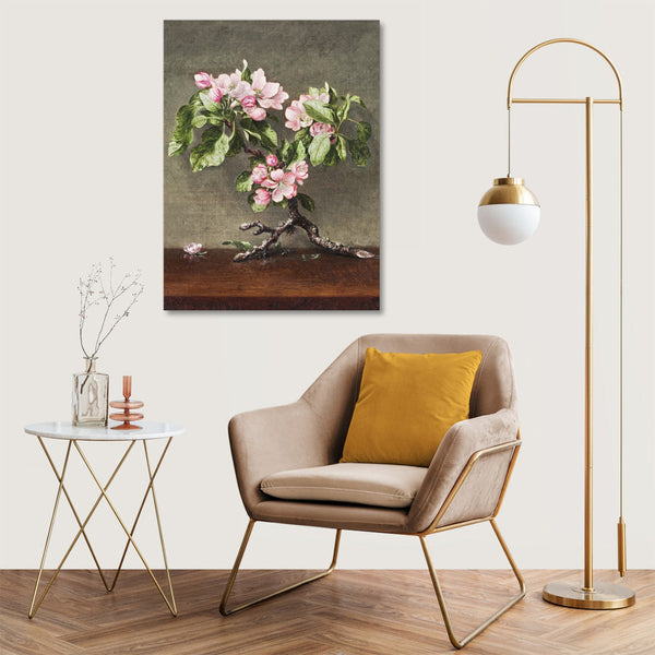 Quadro Stampa su Tela con Telaio in Legno Martin Johnson Heade - Apple Blossoms