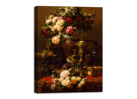 Quadro Stampa su Tela con Telaio in Legno Jean-Baptiste Robie - Flowers and fruit