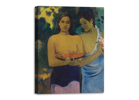 Quadro Stampa su Tela con Telaio in Legno Paul Gauguin - Two Tahitian Women