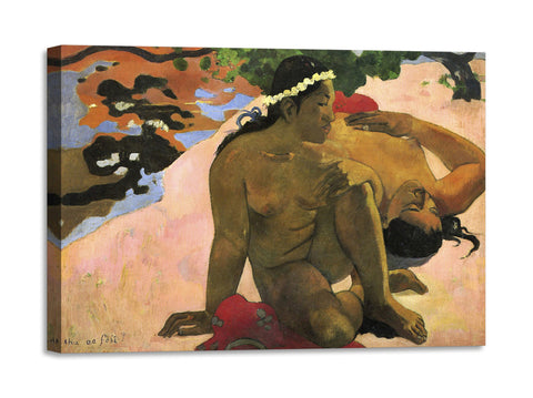 Quadro Stampa su Tela con Telaio in Legno Paul Gauguin - What! Are You Jealous?