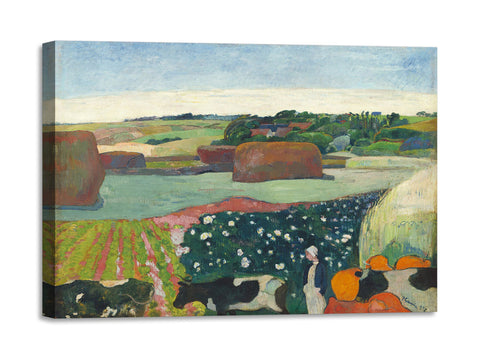 Quadro Stampa su Tela con Telaio in Legno Paul Gauguin - Haystacks in Brittany