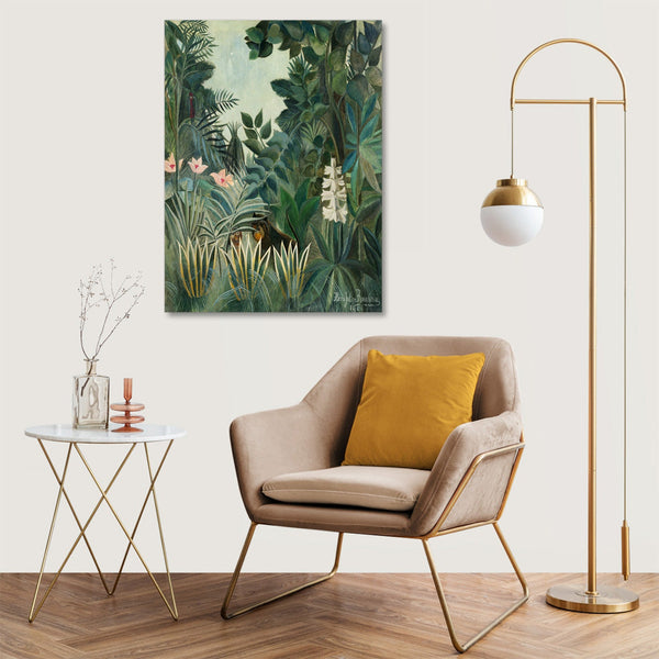 Quadro Stampa su Tela con Telaio in Legno Henri Rousseau - The Equatorial Jungle