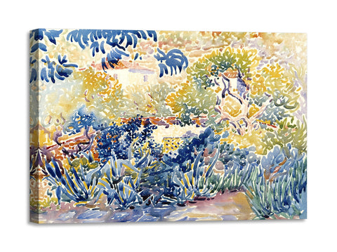 Quadro Stampa su Tela con Telaio in Legno Henri-Edmond Cross - The Artist’s Garden at Saint-Clair