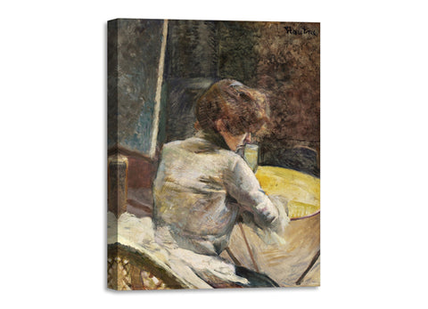 Quadro Stampa su Tela con Telaio in Legno Henri de Toulouse–Lautrec - Waiting