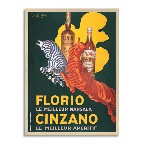 Quadro Stampa su Tela con Telaio in Legno  Leonetto Cappiello - Florio e Cinzano