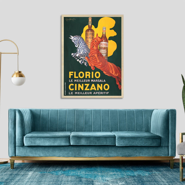 Quadro Stampa su Tela con Telaio in Legno  Leonetto Cappiello - Florio e Cinzano