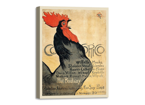 Quadro Stampa su Tela con Telaio in Legno Théophile Alexandre Steinlen - Cocorico