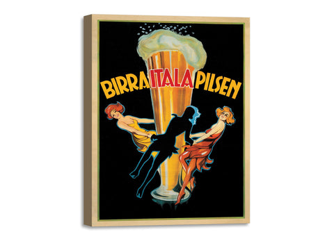 Quadro Stampa su Tela con Telaio in Legno Birra Itala Pilsen