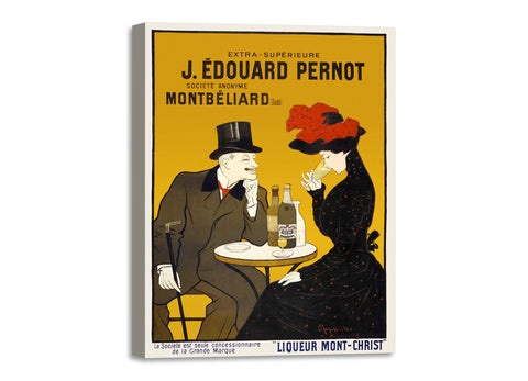 Quadro Stampa su Tela con Telaio in Legno Leonetto Cappiello - Man and woman at a cafe