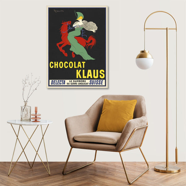 Quadro Stampa su Tela con Telaio in Legno Leonetto Cappiello - Chocolat Klaus