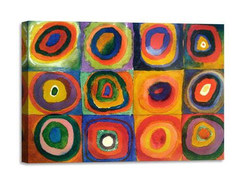 Quadro Stampa su Tela con Telaio in Legno Wassily Kandinsky - Squares with Concentric Circles