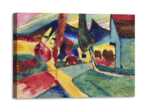 Quadro Stampa su Tela con Telaio in Legno Wassily Kandinsky - Landscape with Two Poplars