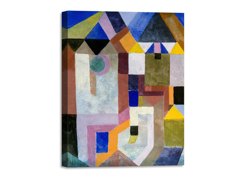 Quadro Stampa su Tela con Telaio in Legno Paul Klee - Colorful Architecture