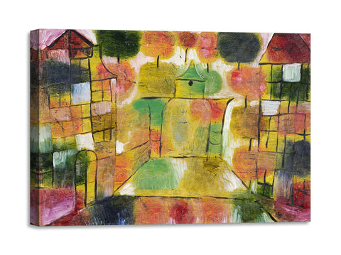 Quadro Stampa su Tela con Telaio in Legno Paul Klee - Tree and Architecture–Rhythms