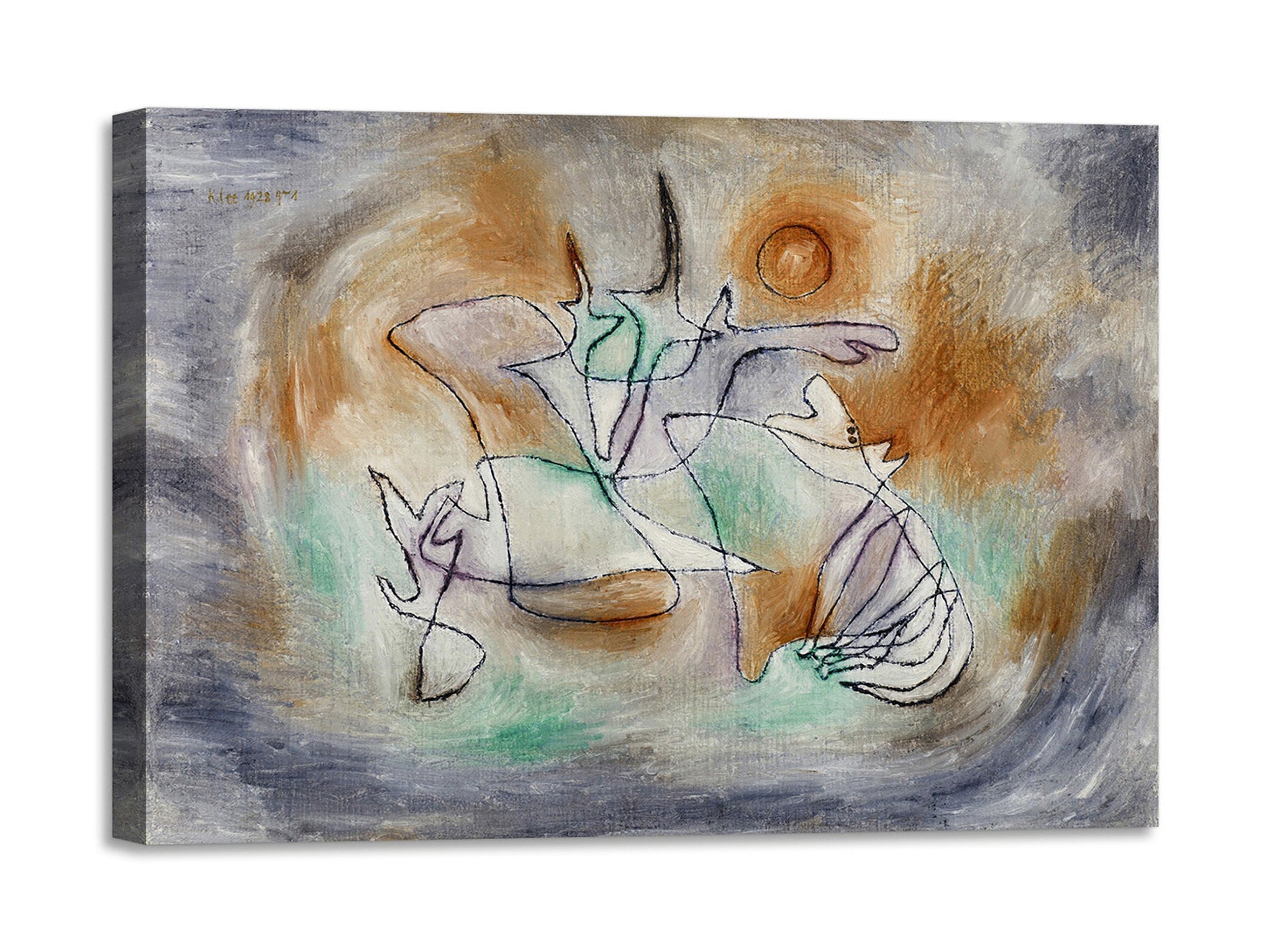 Quadro Stampa su Tela con Telaio in Legno Paul Klee - Howling Dog