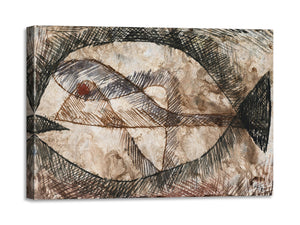 Quadro Stampa su Tela con Telaio in Legno Paul Klee - Fisch