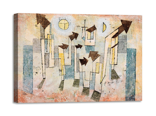 Quadro Stampa su Tela con Telaio in Legno Paul Klee - Mural from the temple of longing thither