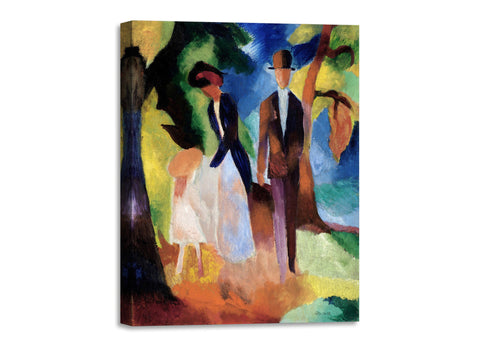 Quadro Stampa su Tela con Telaio in Legno August Macke - People by a Blue Lake