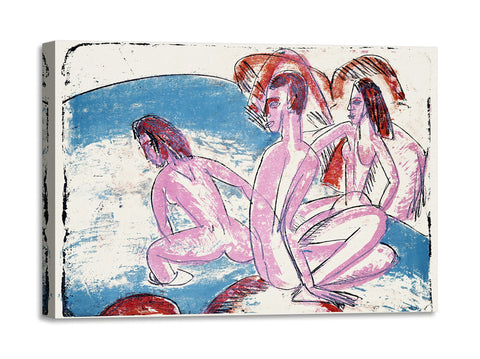 Quadro Stampa su Tela con Telaio in Legno Ernst Ludwig Kirchner - Three Bathers