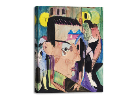 Quadro Stampa su Tela con Telaio in Legno Ernst Ludwig Kirchner - Self-Portrait