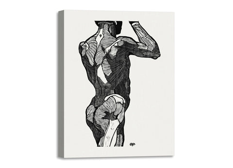 Quadro Stampa su Tela con Telaio in Legno Reijer Stolk - Anatomical study of a man’s back muscles