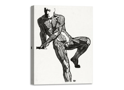 Quadro Stampa su Tela con Telaio in Legno Reijer Stolk - Anatomical study of a man’s chest, stomach and leg muscles