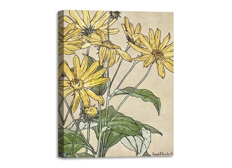 Quadro Stampa su Tela con Telaio in Legno Hannah Borger Overbeck - Sunflowers