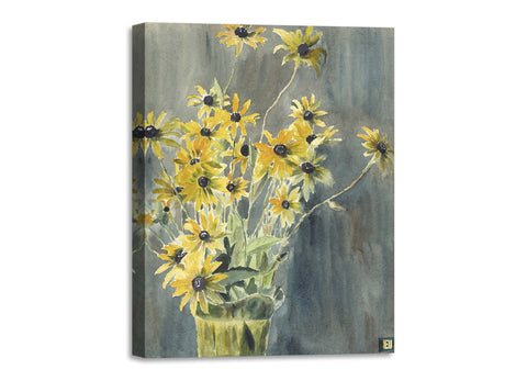 Quadro Stampa su Tela con Telaio in Legno Hannah Borger Overbeck - Vase with Blackeyed Susans