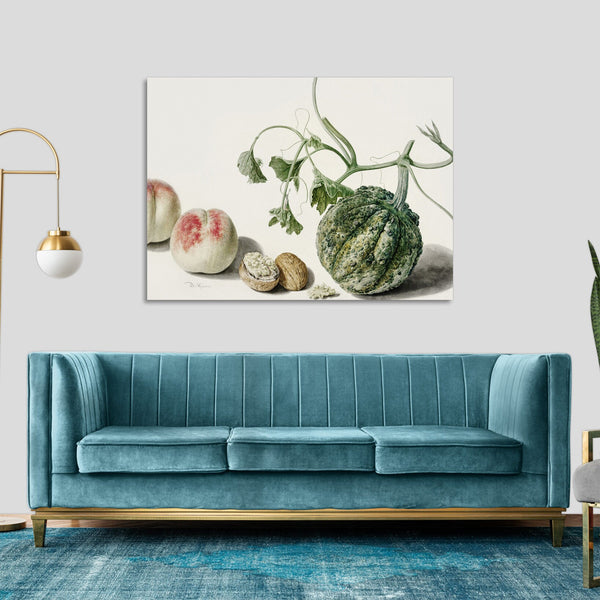 Quadro Stampa su Tela con Telaio in Legno Michiel van Huysum - Calabash and Fruits