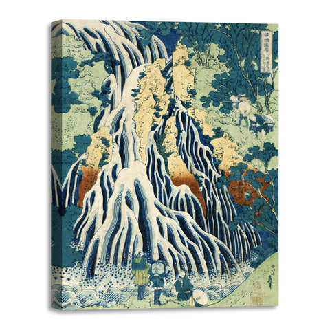 Quadro Stampa su Tela con Telaio in Legno Katsushika Hokusai - Shimotsuke Kurokami-Yama Kurifuri no Taki