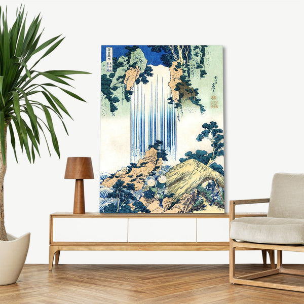 Quadro Stampa su Tela con Telaio in Legno Katsushika Hokusai - Yoro Waterfall in Mino Province