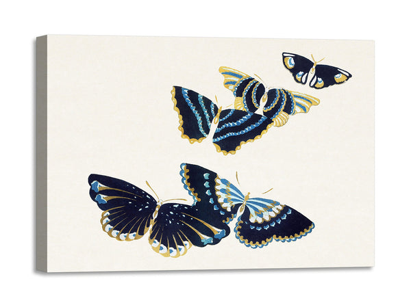 Quadro Stampa su Tela con Telaio in Legno Kamisaka Sekka - Japanese butterfly